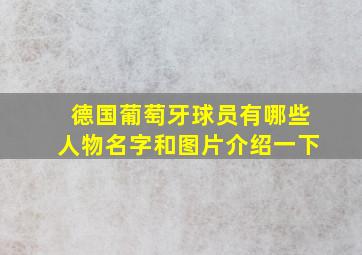 德国葡萄牙球员有哪些人物名字和图片介绍一下