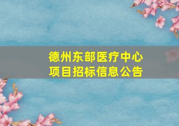 德州东部医疗中心项目招标信息公告