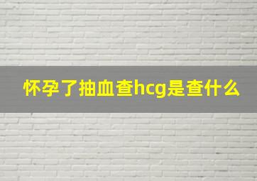 怀孕了抽血查hcg是查什么