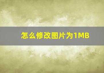 怎么修改图片为1MB