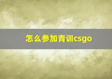 怎么参加青训csgo