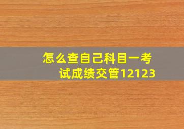 怎么查自己科目一考试成绩交管12123