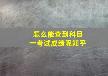 怎么能查到科目一考试成绩呢知乎