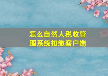 怎么自然人税收管理系统扣缴客户端