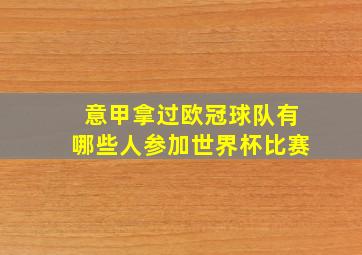 意甲拿过欧冠球队有哪些人参加世界杯比赛