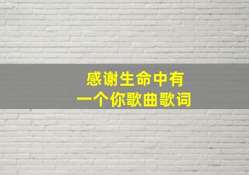 感谢生命中有一个你歌曲歌词