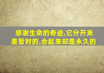 感谢生命的奇迹,它分开来是暂时的,合起来却是永久的