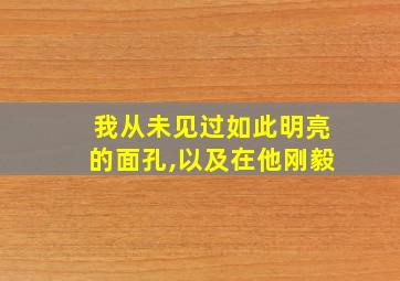 我从未见过如此明亮的面孔,以及在他刚毅