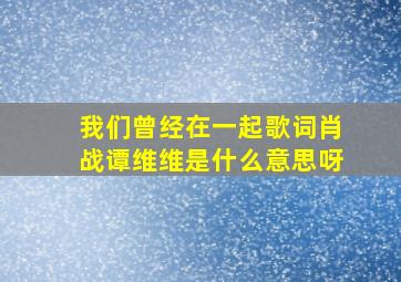 我们曾经在一起歌词肖战谭维维是什么意思呀