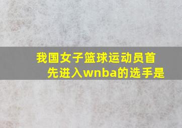 我国女子篮球运动员首先进入wnba的选手是