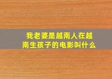 我老婆是越南人在越南生孩子的电影叫什么