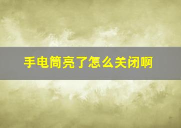 手电筒亮了怎么关闭啊