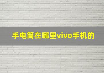 手电筒在哪里vivo手机的