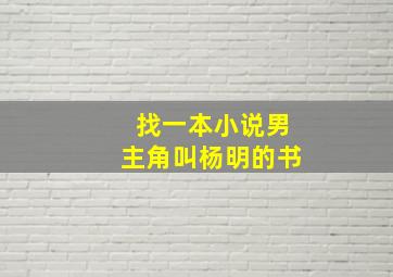 找一本小说男主角叫杨明的书