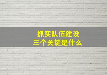 抓实队伍建设三个关键是什么