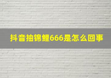 抖音抽锦鲤666是怎么回事