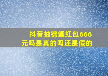 抖音抽锦鲤红包666元吗是真的吗还是假的