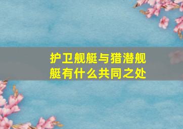 护卫舰艇与猎潜舰艇有什么共同之处