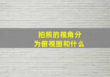 拍照的视角分为俯视图和什么