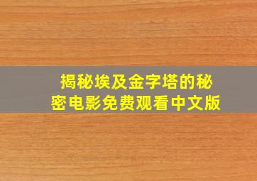 揭秘埃及金字塔的秘密电影免费观看中文版