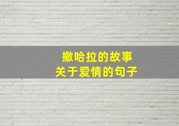 撒哈拉的故事关于爱情的句子