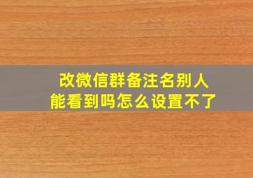 改微信群备注名别人能看到吗怎么设置不了