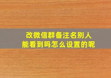 改微信群备注名别人能看到吗怎么设置的呢