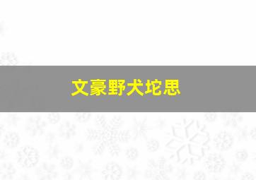 文豪野犬坨思