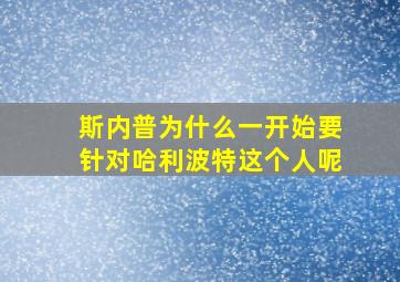 斯内普为什么一开始要针对哈利波特这个人呢