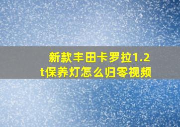 新款丰田卡罗拉1.2t保养灯怎么归零视频