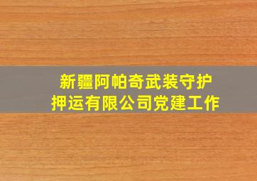 新疆阿帕奇武装守护押运有限公司党建工作