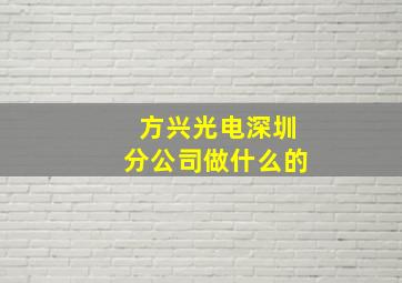 方兴光电深圳分公司做什么的