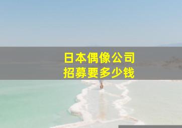 日本偶像公司招募要多少钱