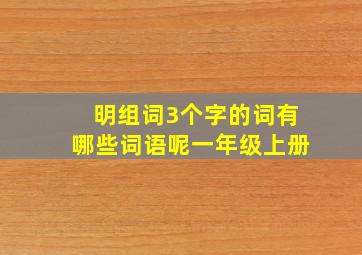 明组词3个字的词有哪些词语呢一年级上册