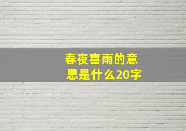 春夜喜雨的意思是什么20字