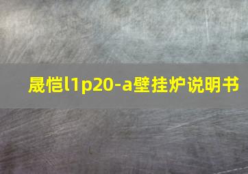 晟恺l1p20-a壁挂炉说明书