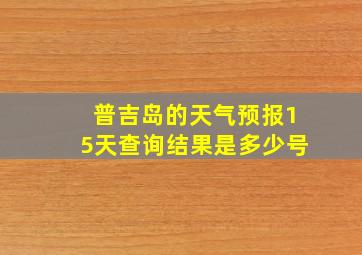 普吉岛的天气预报15天查询结果是多少号