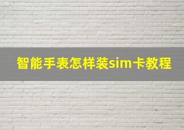 智能手表怎样装sim卡教程