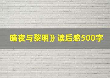 暗夜与黎明》读后感500字