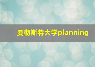 曼彻斯特大学planning