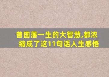 曾国藩一生的大智慧,都浓缩成了这11句话人生感悟