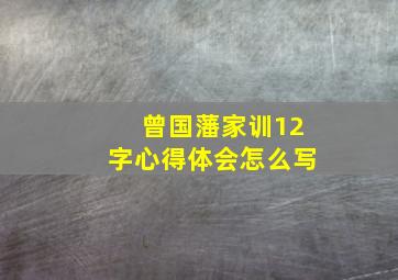 曾国藩家训12字心得体会怎么写