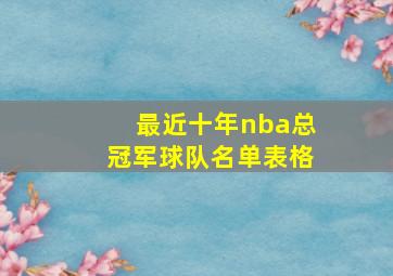 最近十年nba总冠军球队名单表格