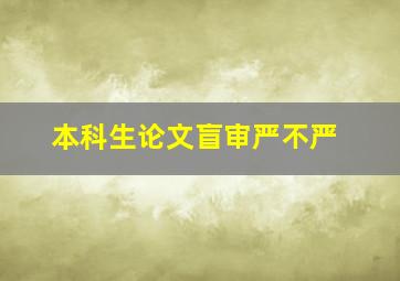 本科生论文盲审严不严