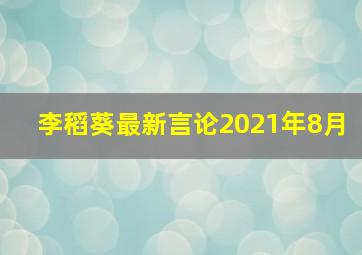 李稻葵最新言论2021年8月