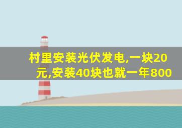 村里安装光伏发电,一块20元,安装40块也就一年800