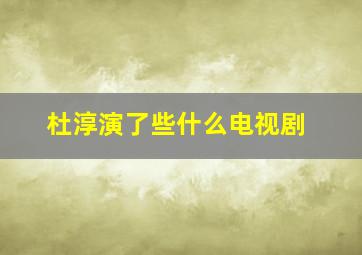 杜淳演了些什么电视剧