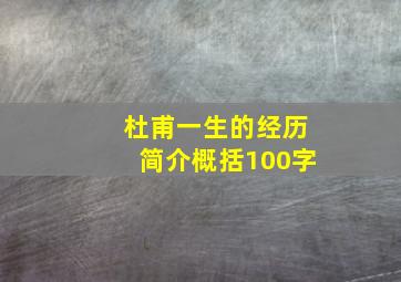 杜甫一生的经历简介概括100字