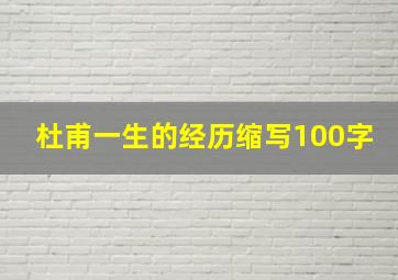 杜甫一生的经历缩写100字