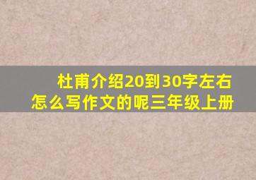 杜甫介绍20到30字左右怎么写作文的呢三年级上册